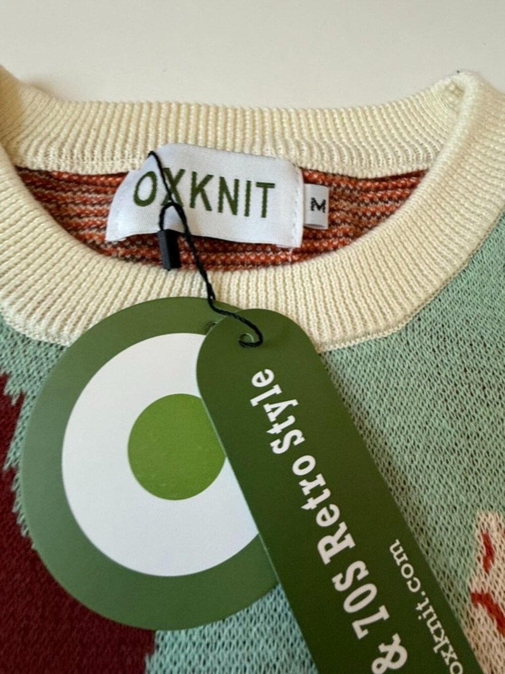 Oxknit Womens M Dog Sweater Knit Retro NEW Long Length Blue Brown Novelty S gift - Picture 2 of 6